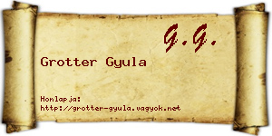 Grotter Gyula névjegykártya